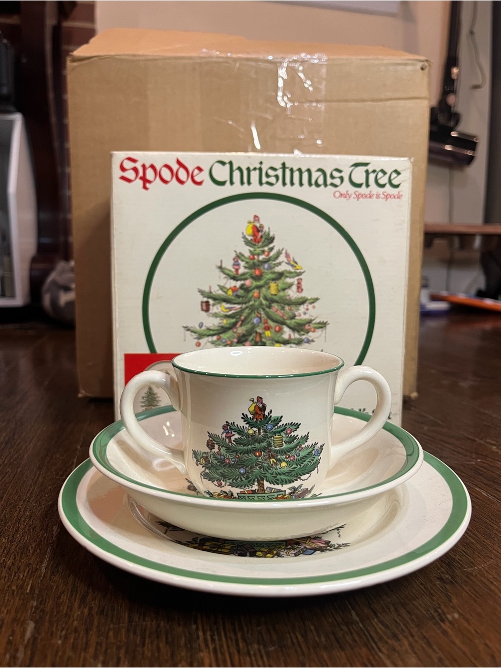 Spode Christmas Tree 3-Piece Tea Cup and Plate / Saucer Set Buffet Dinnerware